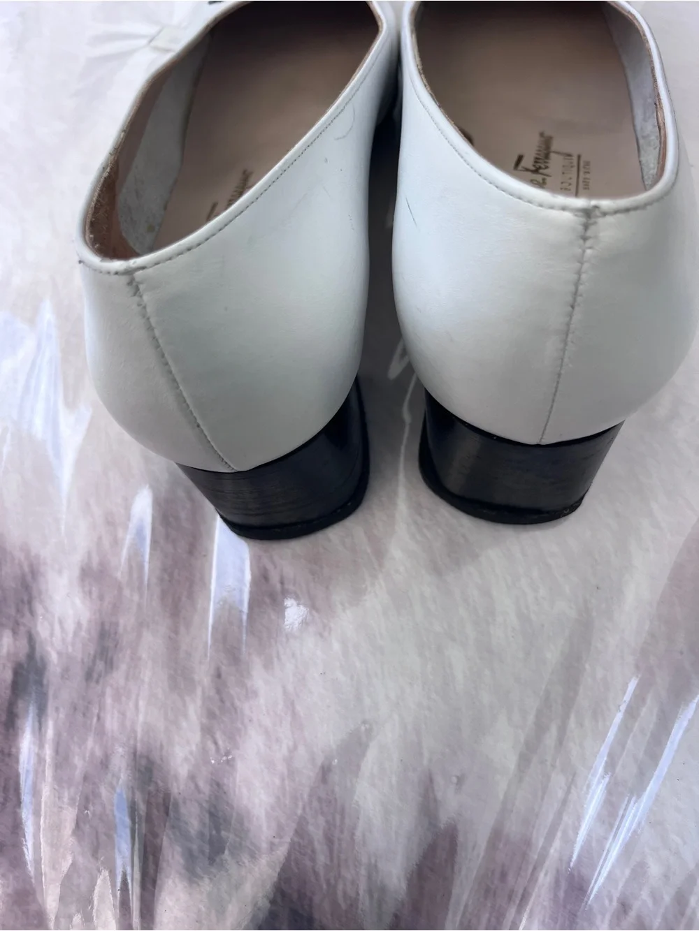 Salvatore Ferragamo White Leather Flats with Silver-Tone Hardware